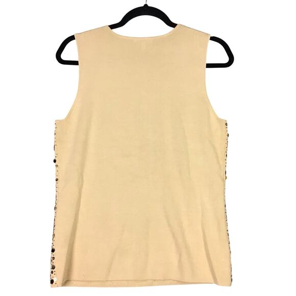 Reba Women’s Gold Sequin Knit Sleeveless Tank Top Blouse Size Large - Picture 4 of 13